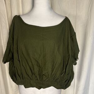 We The Free Linen Blend Green Boho Hippie Indie Top Green Size Small